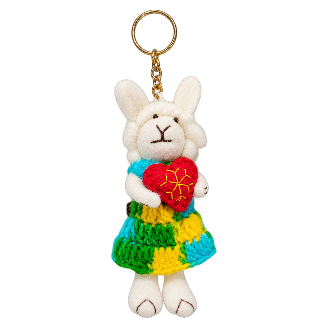 Valentine Sheep, felt bag charm on a key ring