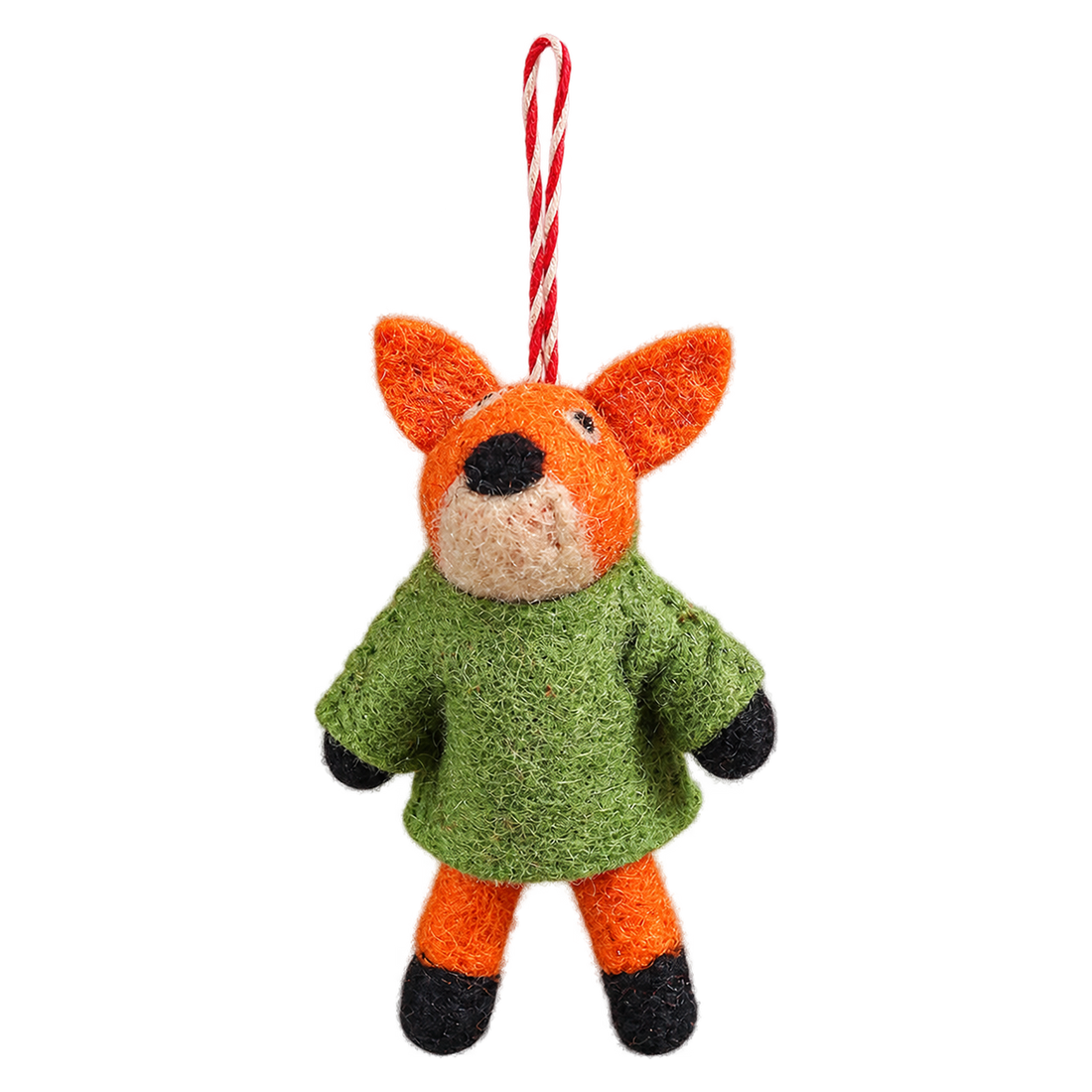 Rowan the Fox, felt hanging ornament with a hanging loop