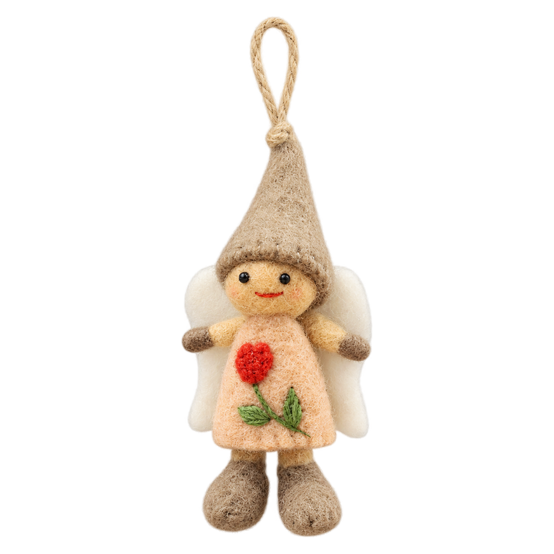 Rosebud the Pixie, felt bag charm with a hanging loop