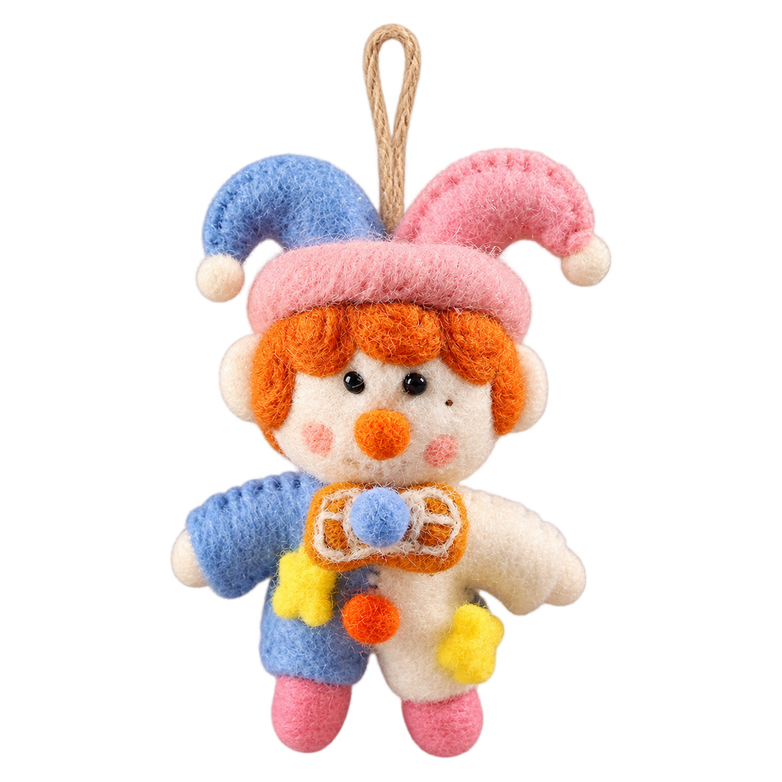 Florian the Jester, felt bag charm with a hanging loop