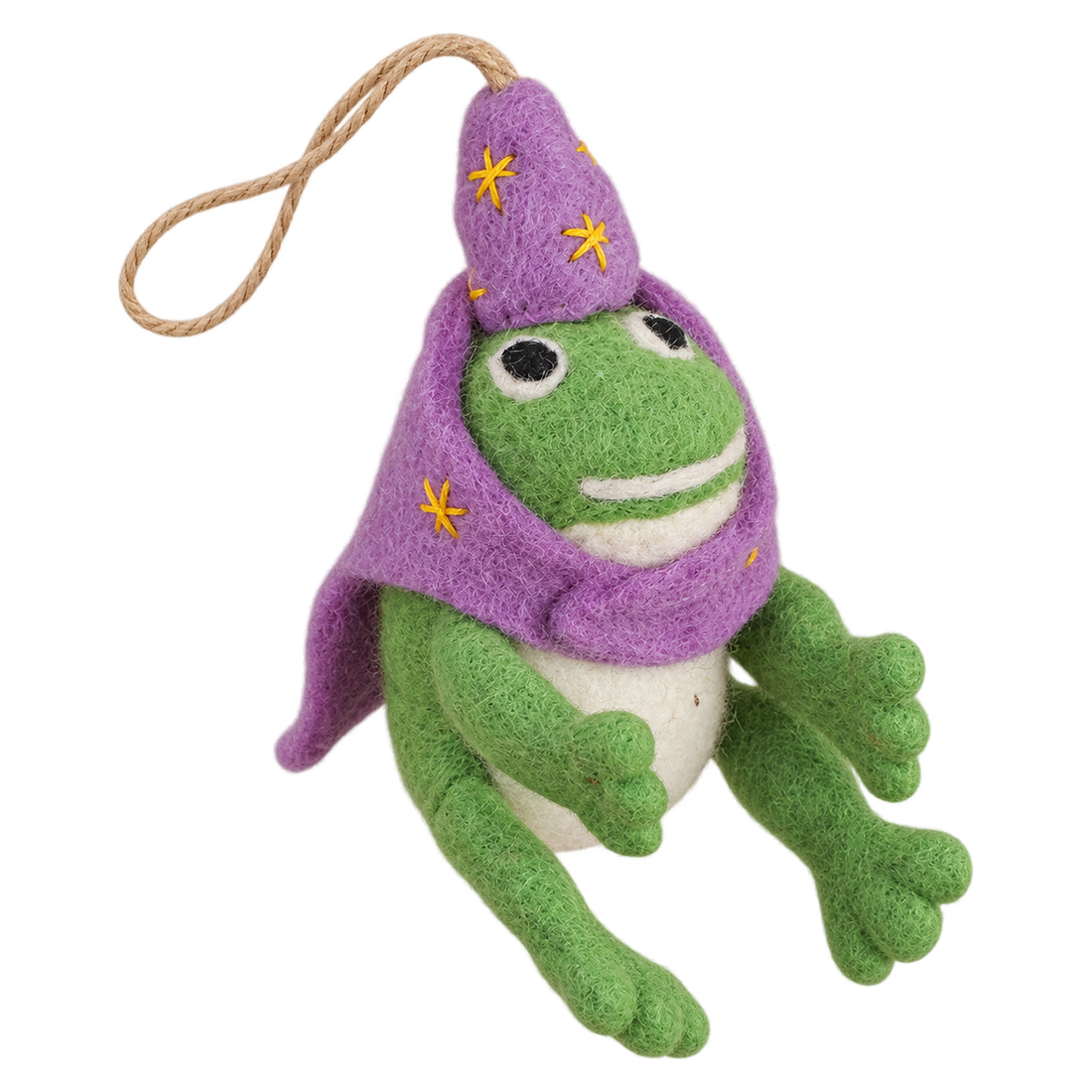 Starry Wizard Frog, felt hanging ornament with a hanging loop