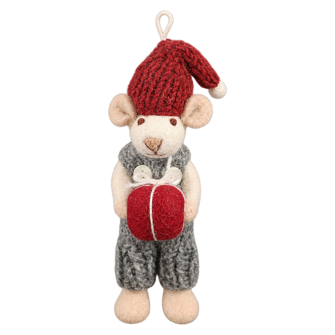 Gift Box Mouse, felt hanging ornament with a hanging loop