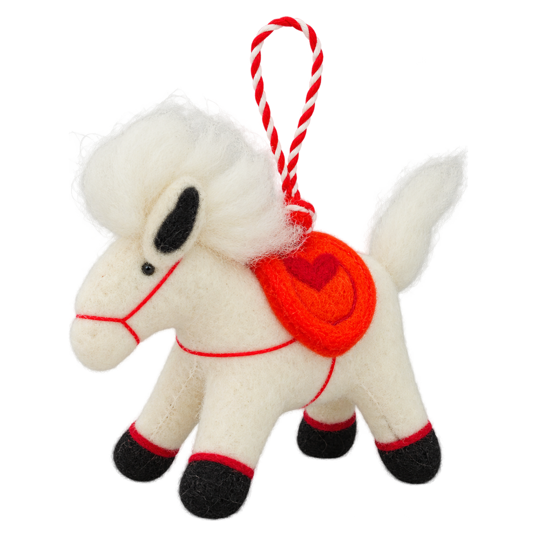 Clementine the Pony, felt hanging ornament with a hanging loop