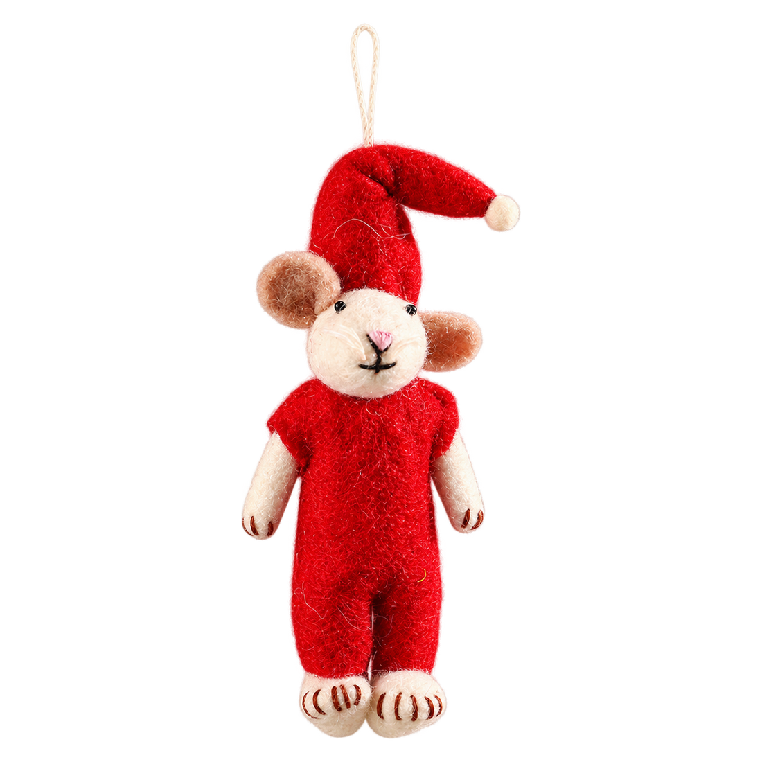 Nightcap Mouse, felt hanging ornament with a hanging loop