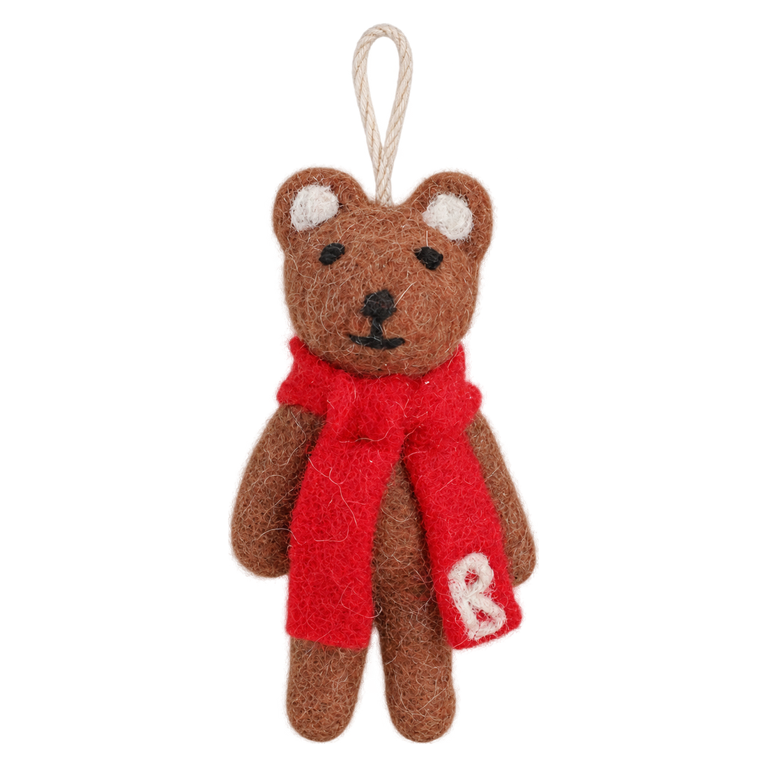Bramble Bear, felt hanging ornament with a hanging loop