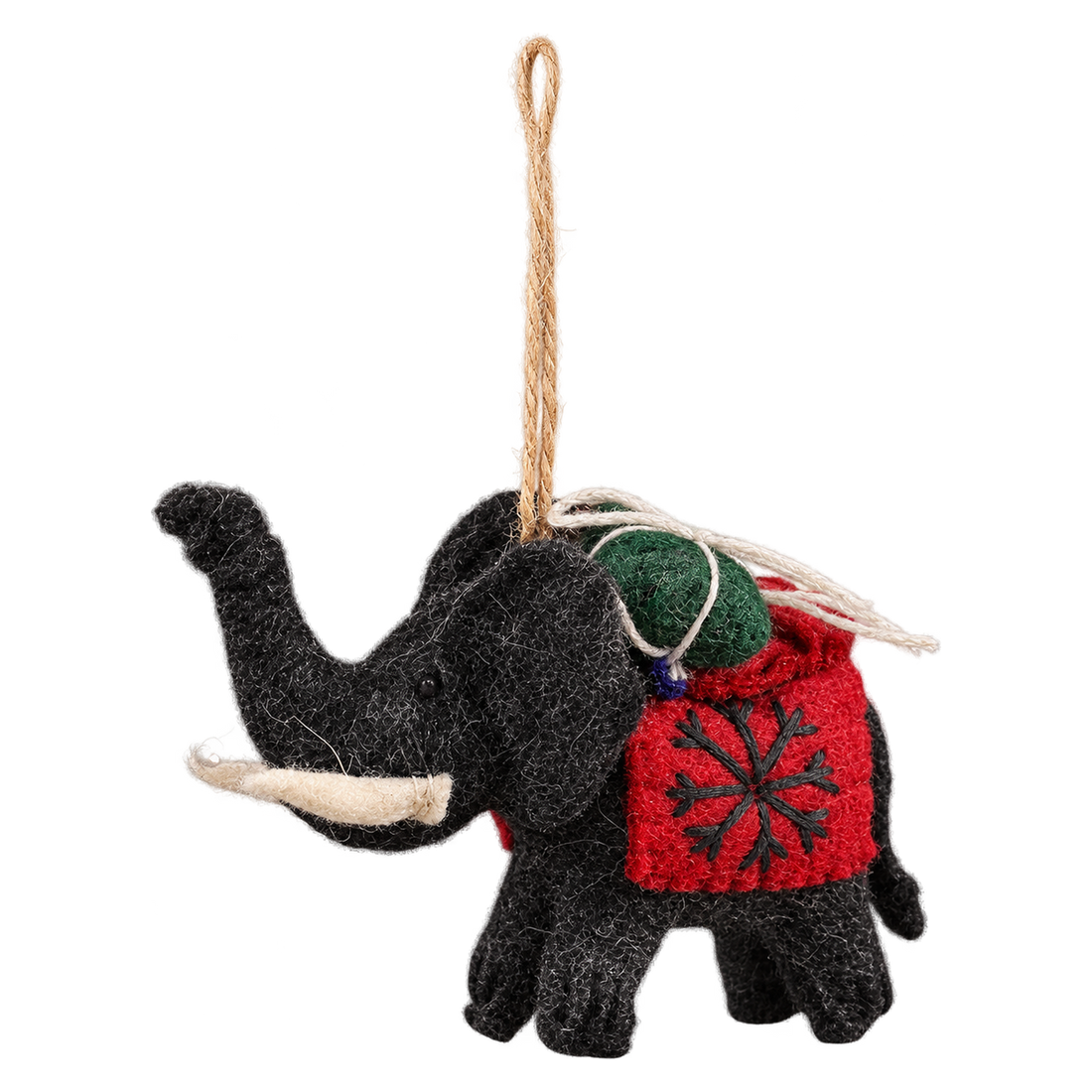 Jet the Elephant, felt bag charm with a hanging loop