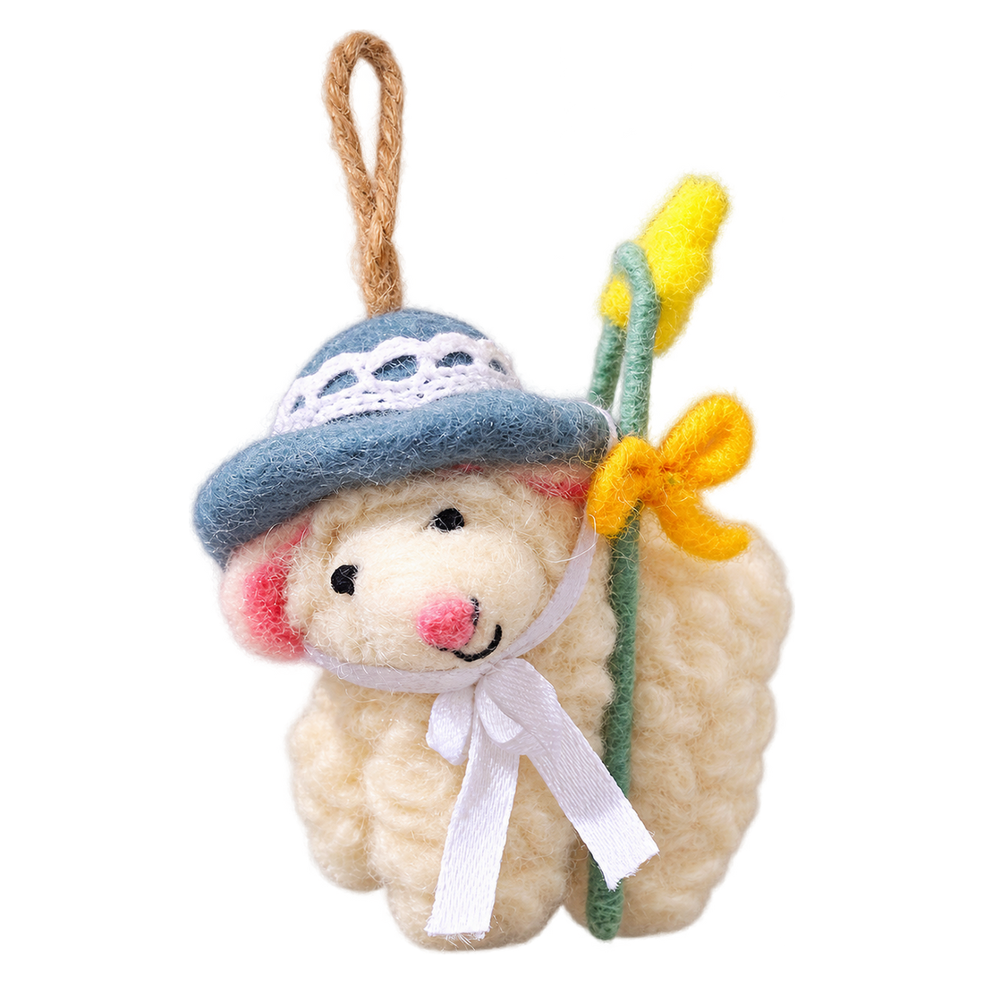 Wishing Star Sheep, felt bag charm with a hanging loop
