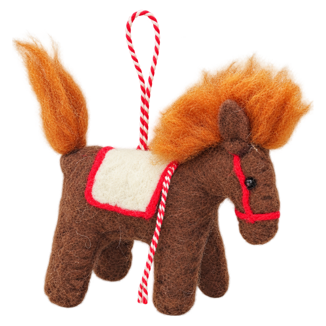Chestnut the Pony, felt hanging ornament with a hanging loop