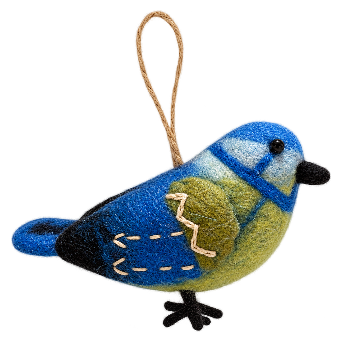 Skye the Garden Bird, felt hanging ornament with a hanging loop