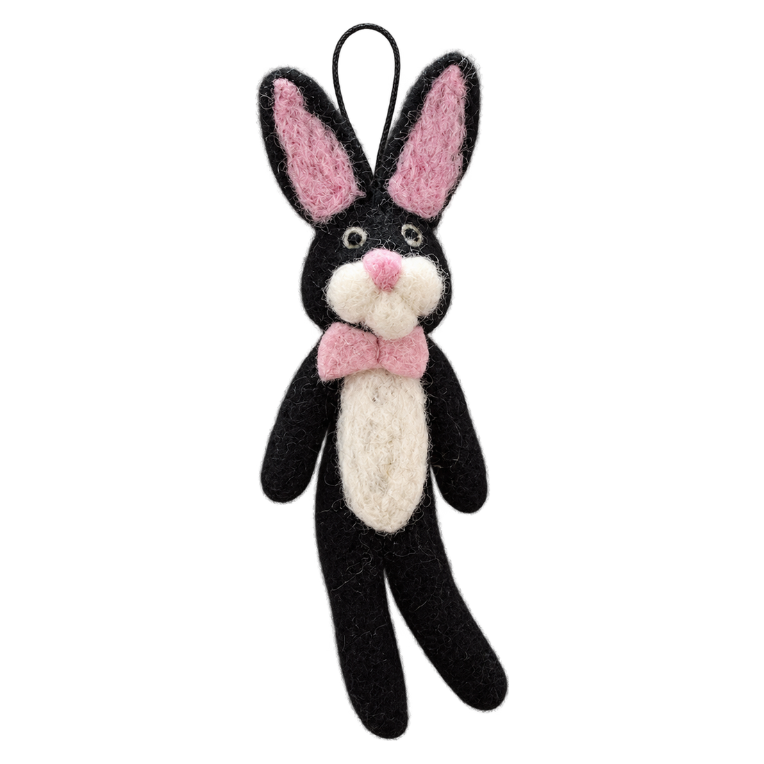 Tuxedo Bunny, felt hanging ornament with a hanging loop