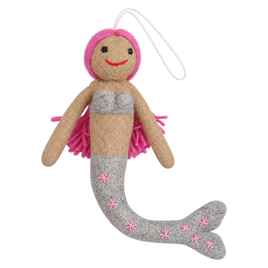 Marina the Mermaid, felt hanging ornament with a hanging loop