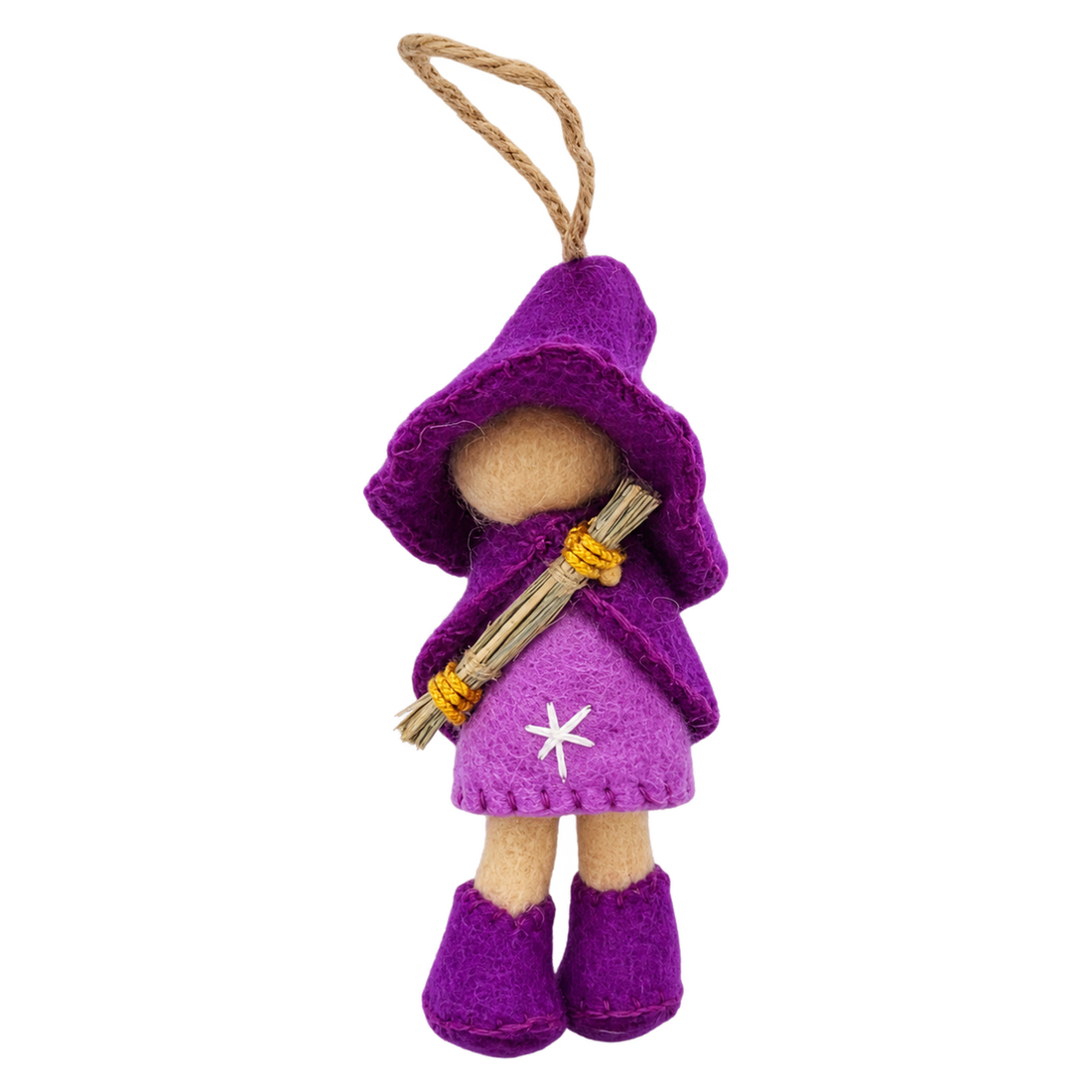 Iris the Witch, felt bag charm with a hanging loop