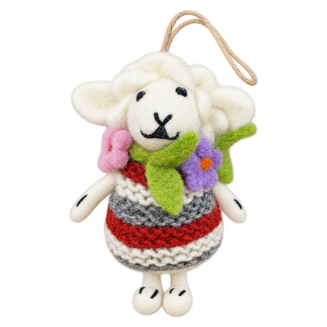 Lighthouse Sheep, felt hanging ornament with a hanging loop