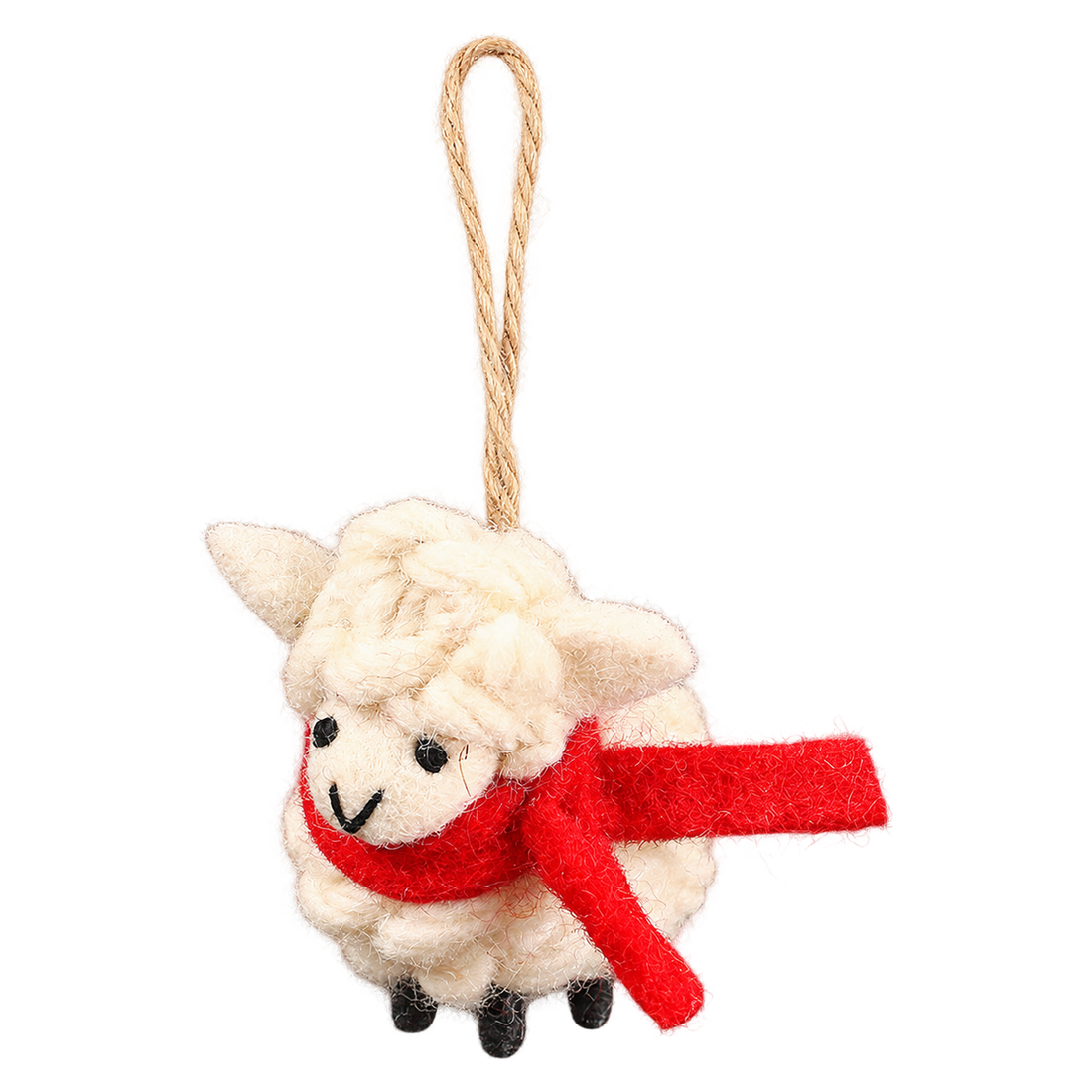 Chilly Sheep, felt hanging ornament with a hanging loop