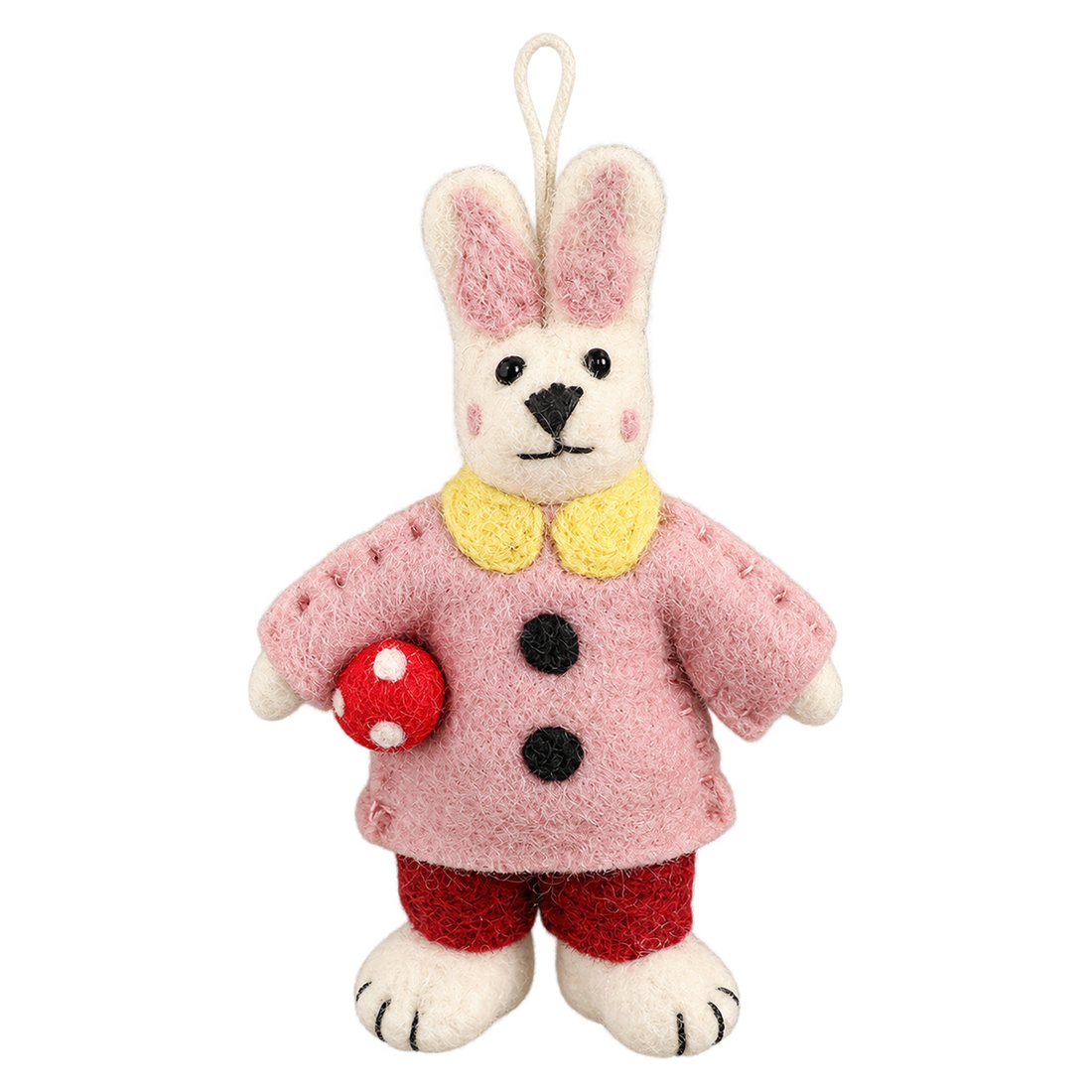 Forager Bunny, felt hanging ornament with a hanging loop
