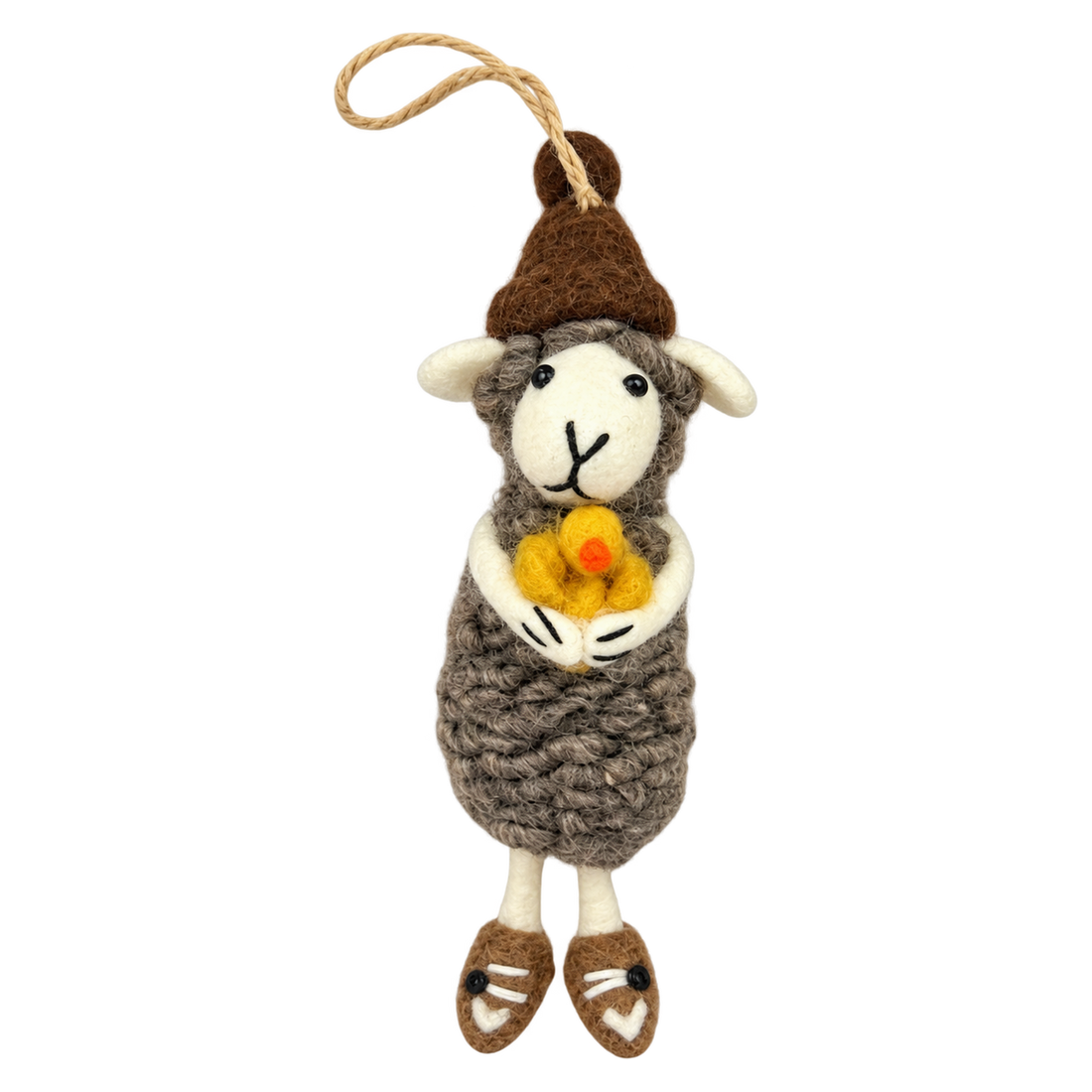 Puddles the Sheep, felt bag charm with a hanging loop