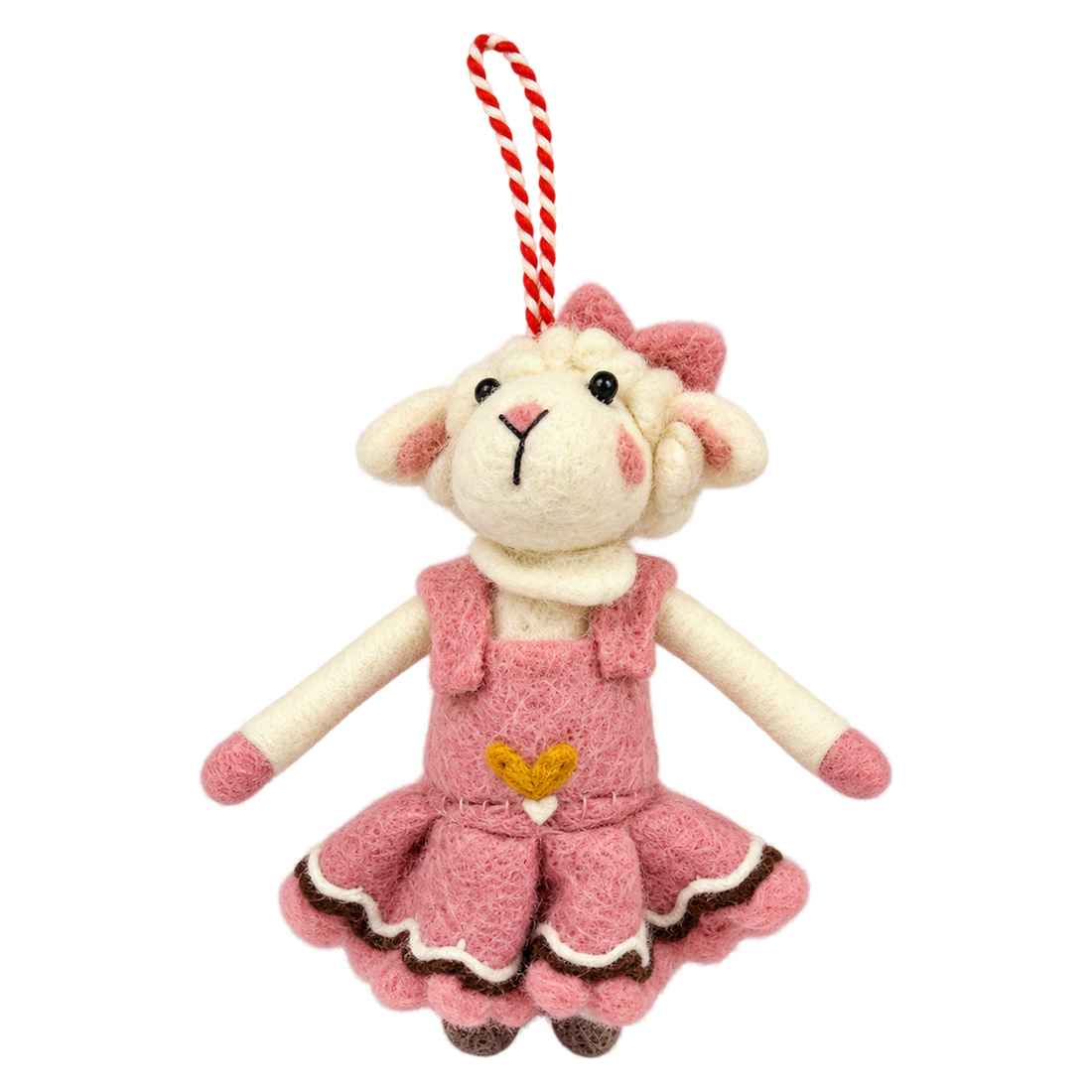 Ruffles the Sheep, felt bag charm with a hanging loop