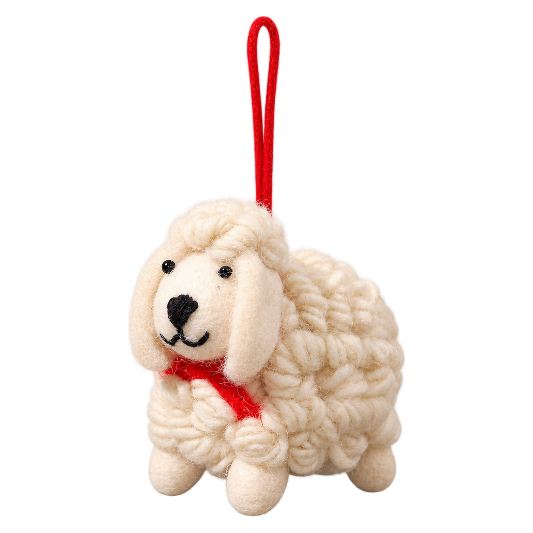 Ribbon Sheep, felt bag charm with a hanging loop