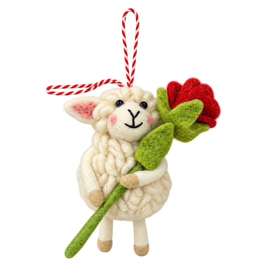 Romeo Sheep, felt bag charm with a hanging loop