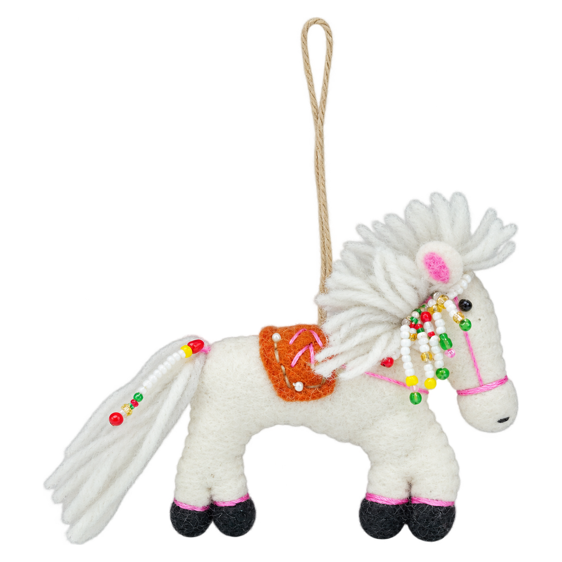 Jewel the Pony, felt hanging ornament with a hanging loop