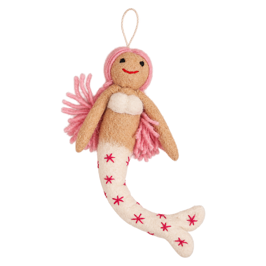 Shelly the Mermaid, felt hanging ornament with a hanging loop