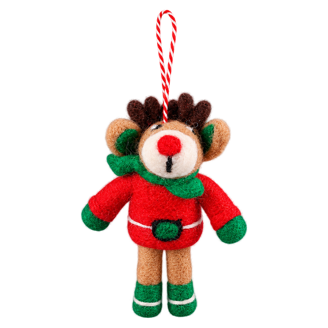 Christmas Jumper Reindeer, felt hanging ornament with a hanging loop