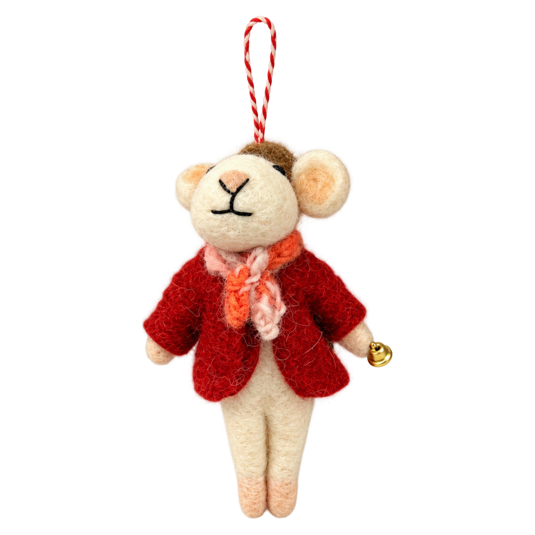 Bellringer Mouse, felt bag charm with a hanging loop