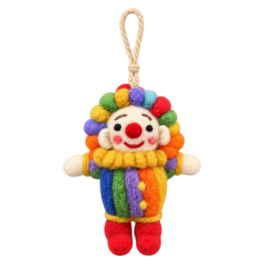 Reginald the Clown, felt bag charm with a hanging loop
