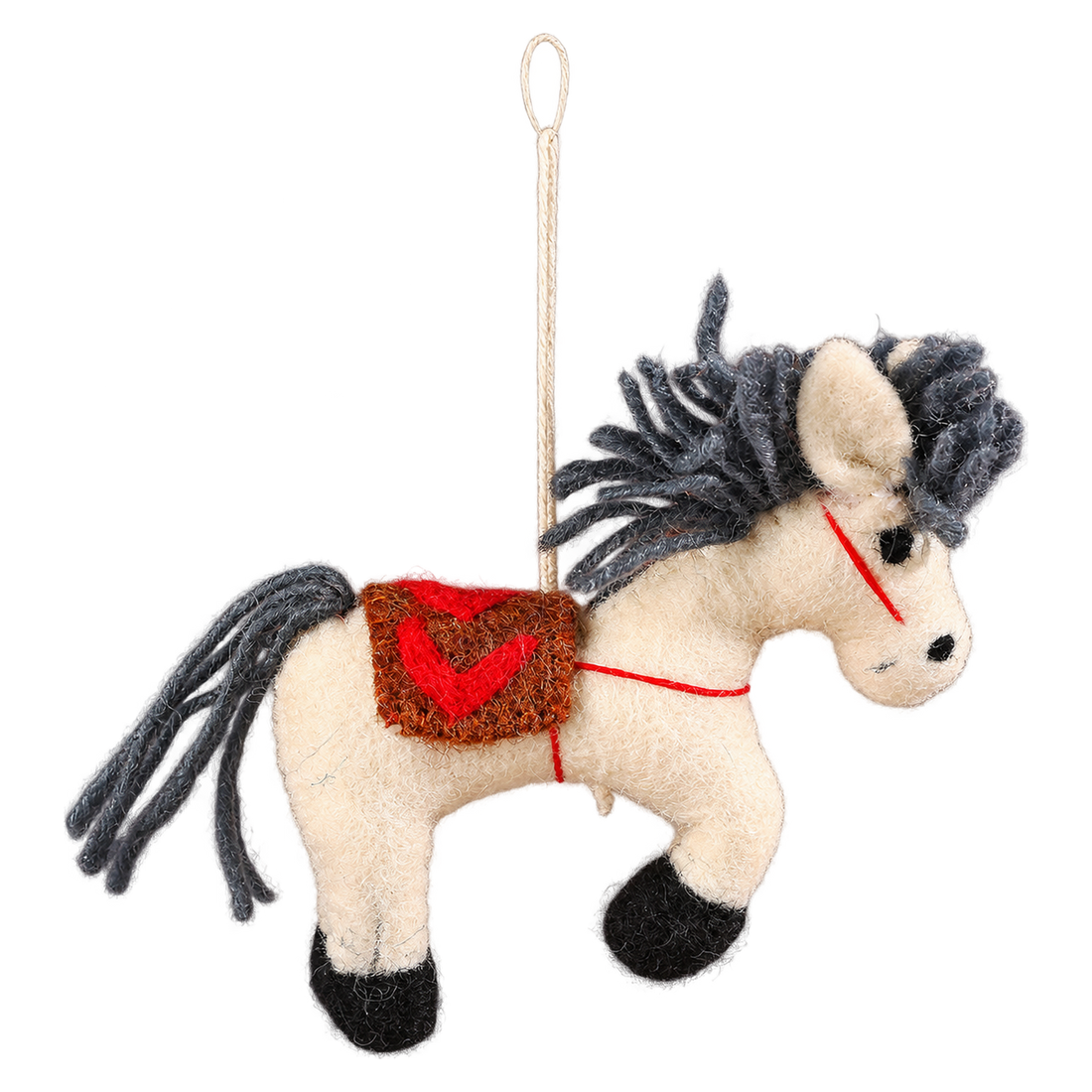 Thistle the Horse, felt hanging ornament with a hanging loop