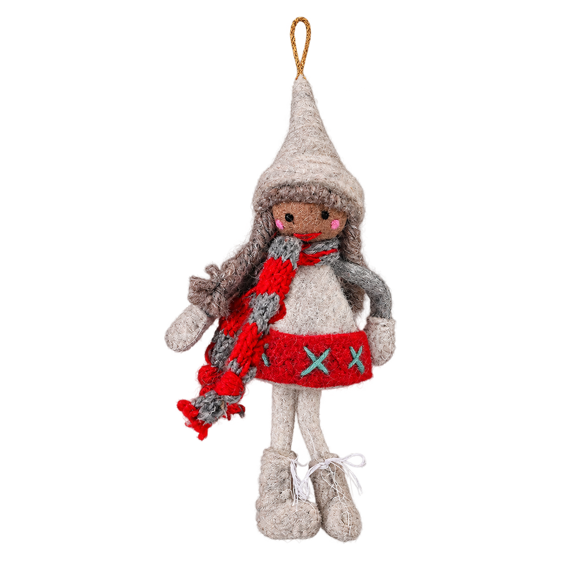 Hattie in a Pointy Hat, felt hanging ornament with a hanging loop