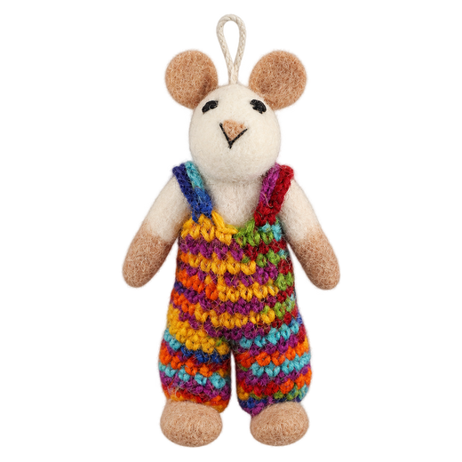 Rainbow Dungaree Mouse – Décoration en feutre