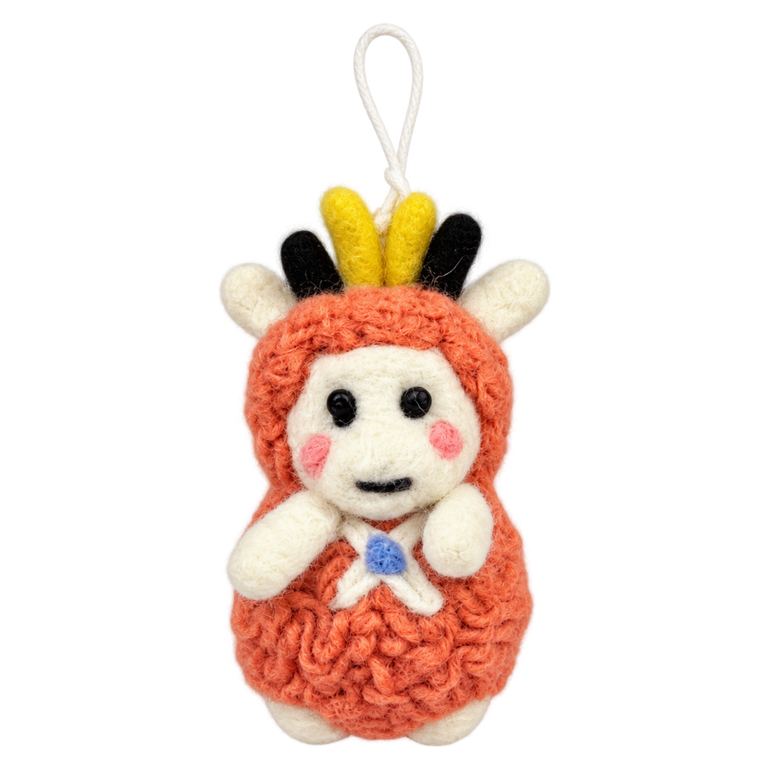 Satsuma Sheep, felt bag charm with a hanging loop