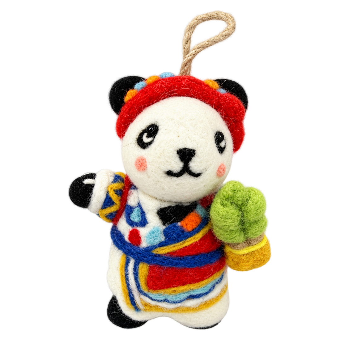 Seedling Panda, felt bag charm with a hanging loop