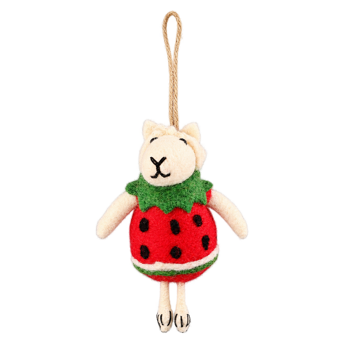 Watermelon Sheep, felt hanging ornament with a hanging loop