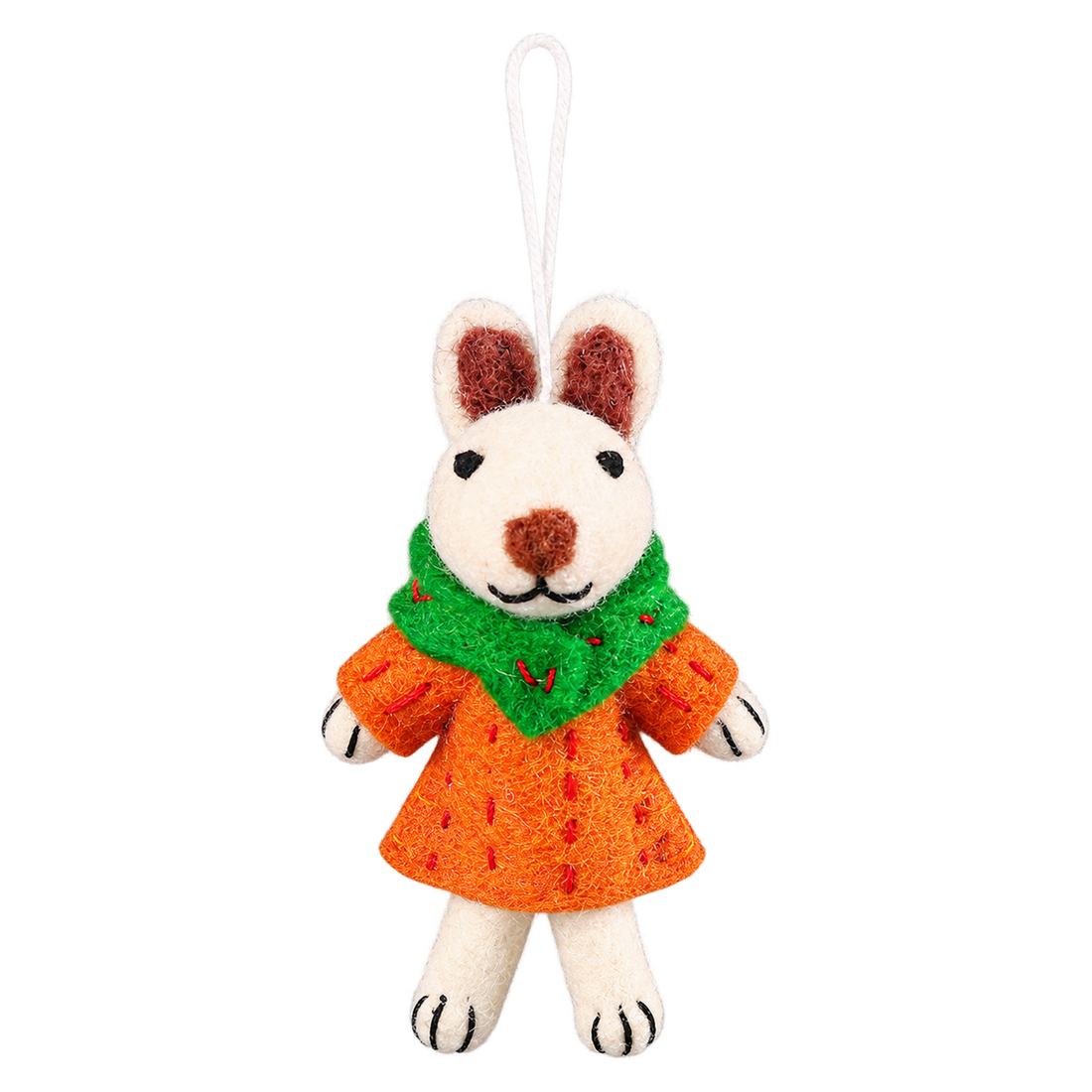 Clementine Bunny, felt hanging ornament with a hanging loop