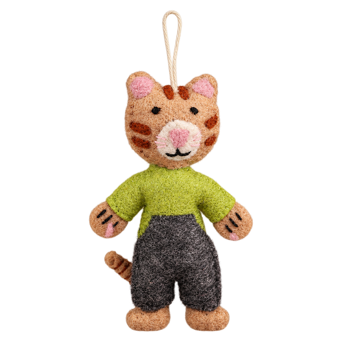 Rusty the Cat, felt hanging ornament with a hanging loop