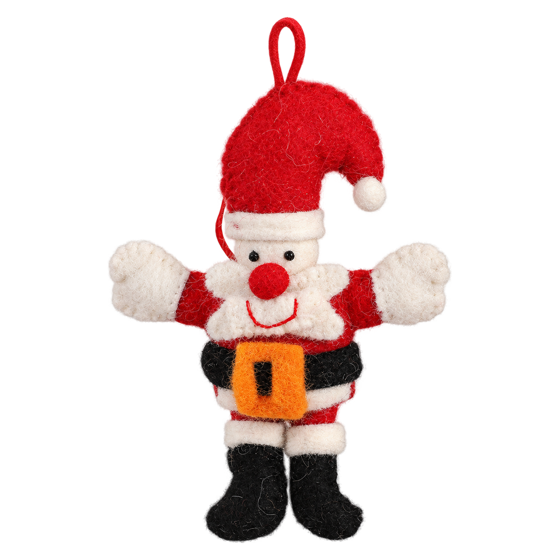 Big Hug Santa, felt hanging ornament with a hanging loop