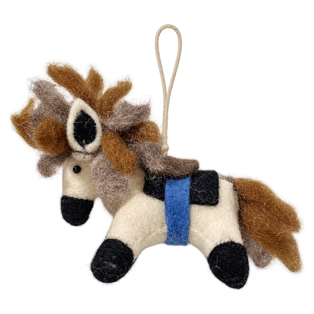 Big Barnaby Pony, felt hanging ornament with a hanging loop