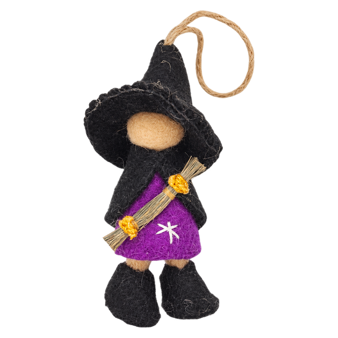 Raven the Witch, felt bag charm with a hanging loop