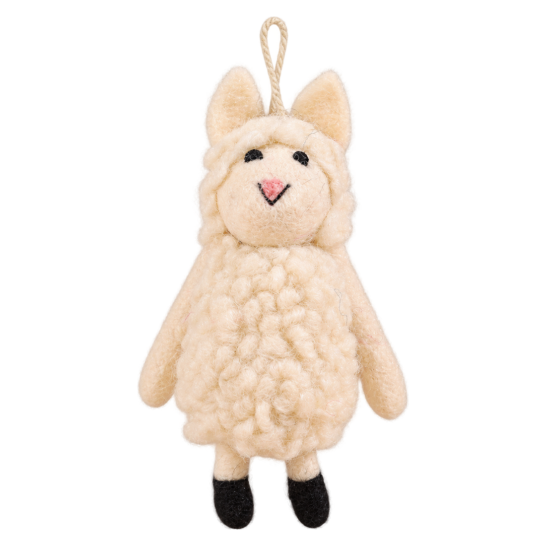 Cheeky Sheep, felt hanging ornament with a hanging loop
