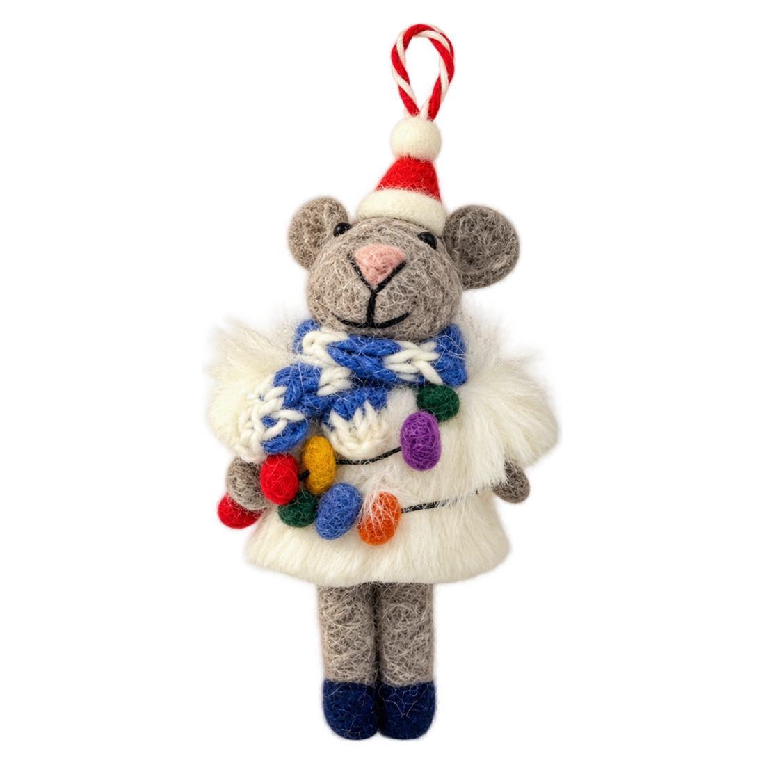 Fairy Lights Mouse, felt bag charm with a hanging loop