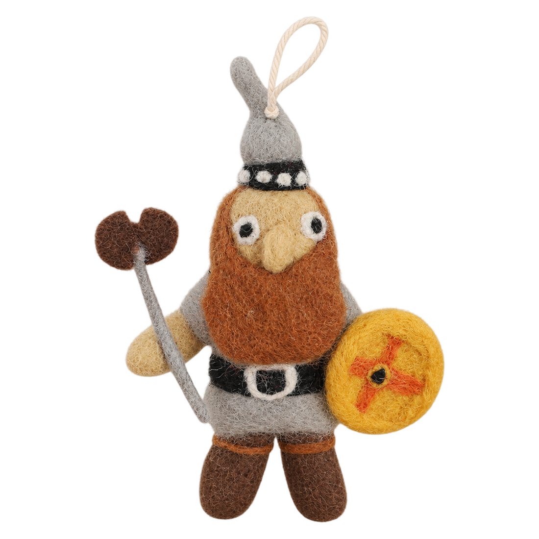 Bjorn the Viking, felt hanging ornament with a hanging loop