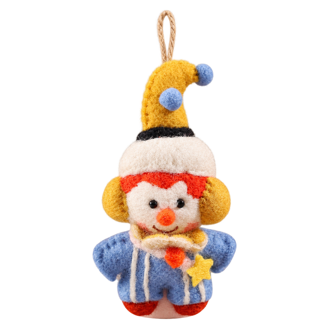 Hector the Clown, felt bag charm with a hanging loop