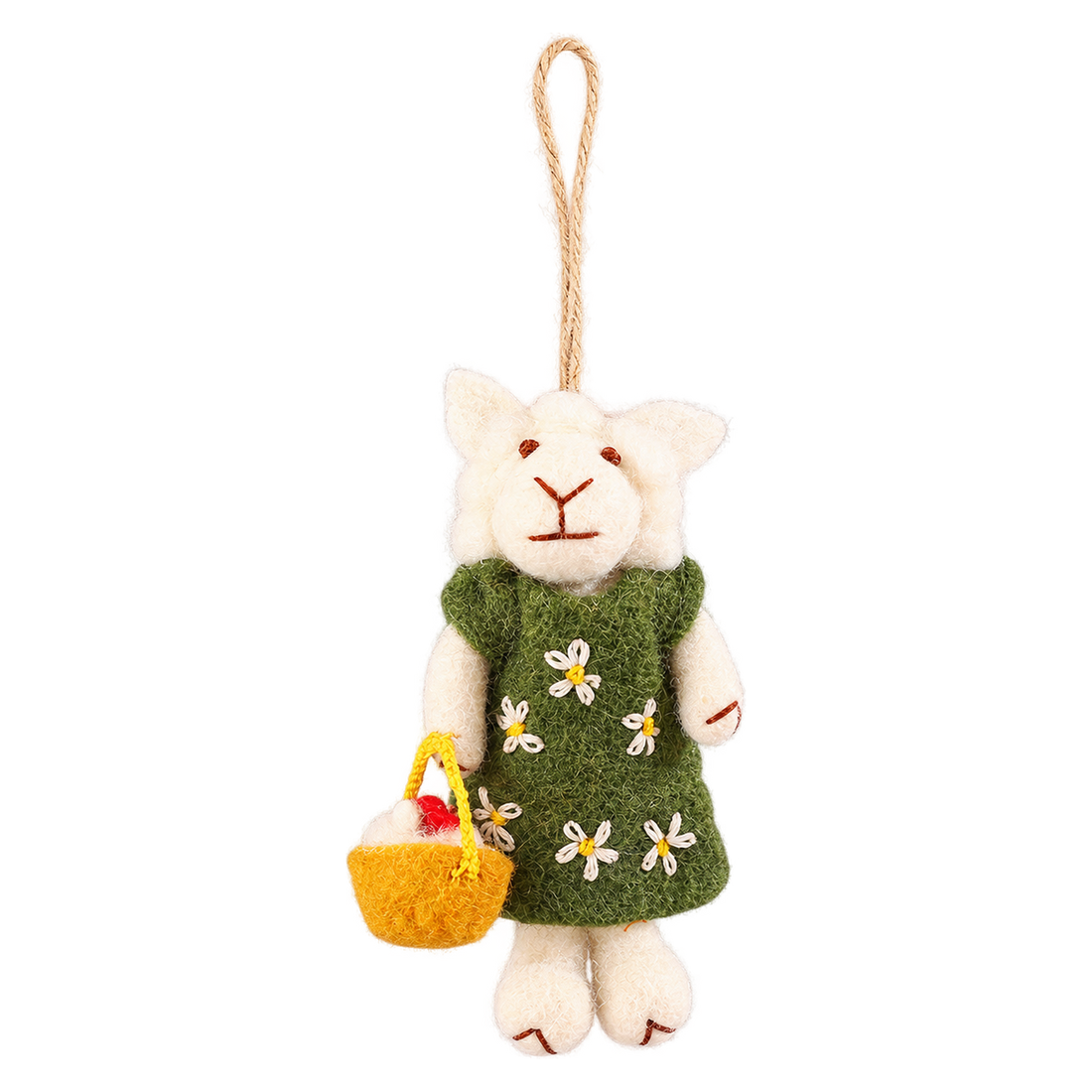 Springtime Sheep, felt hanging ornament with a hanging loop