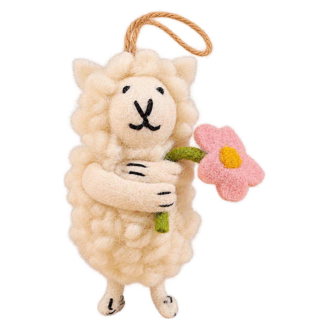 Sweet Pea Sheep, felt hanging ornament with a hanging loop