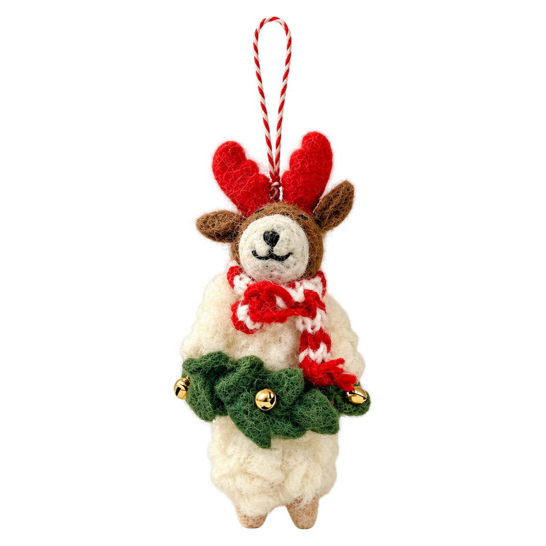 Prancer the Reindeer, felt bag charm with a hanging loop