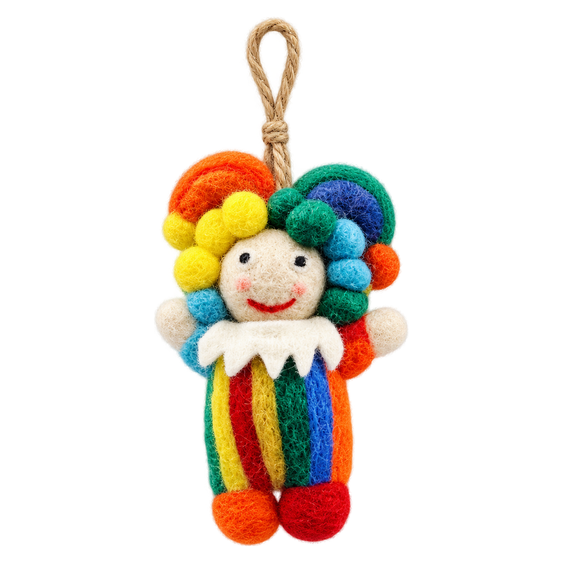 Jasper the Jester, felt bag charm with a hanging loop