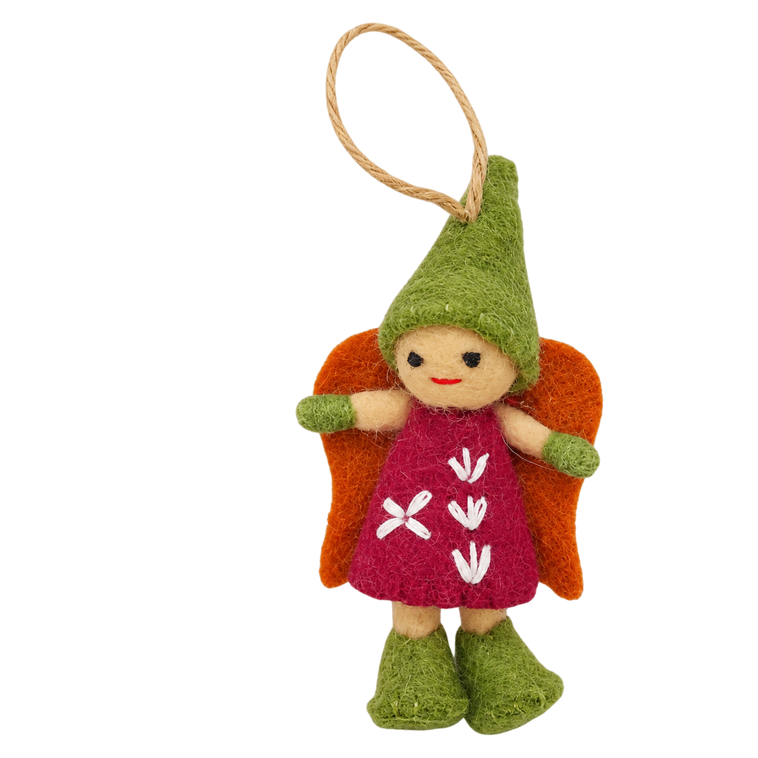 Rowan the Pixie, felt bag charm with a hanging loop