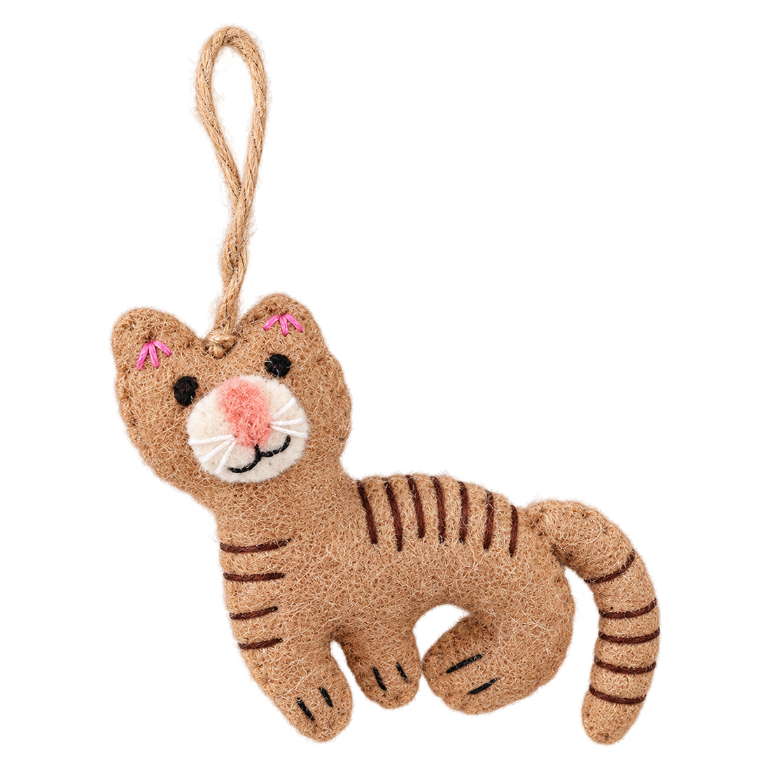 Toffee the Cat, felt hanging ornament with a hanging loop