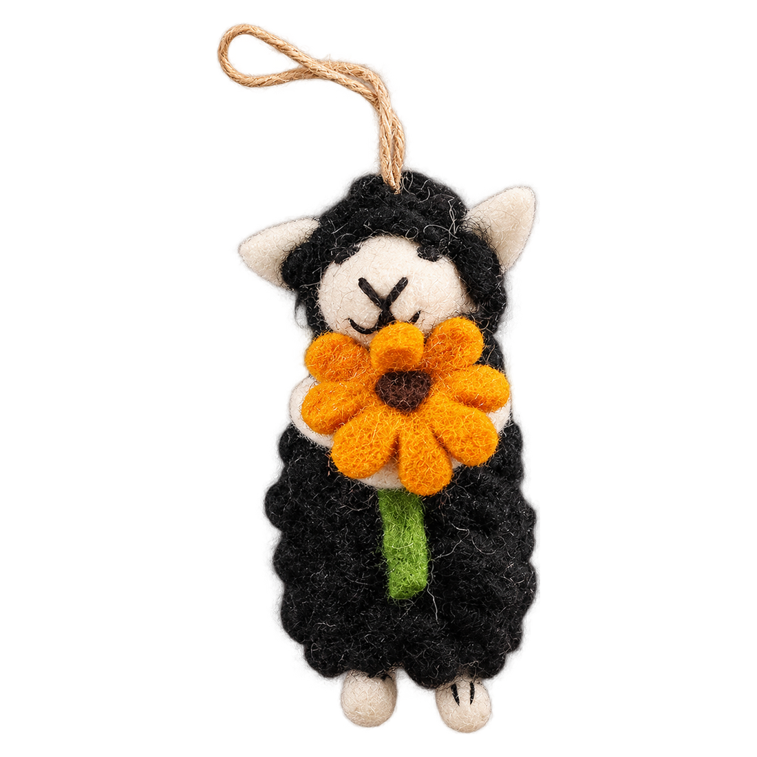 Sunny Side Sheep, felt bag charm with a hanging loop